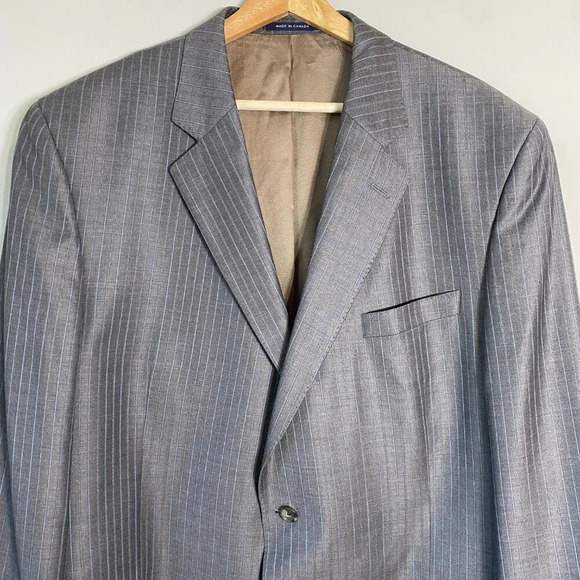 Cremieux Collection Wool Sport Coat Men's 48L Ing Loro Piana Pinstripe Gray Blue - Picture 6 of 16